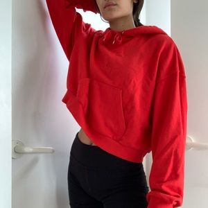 Red cropped hoodie